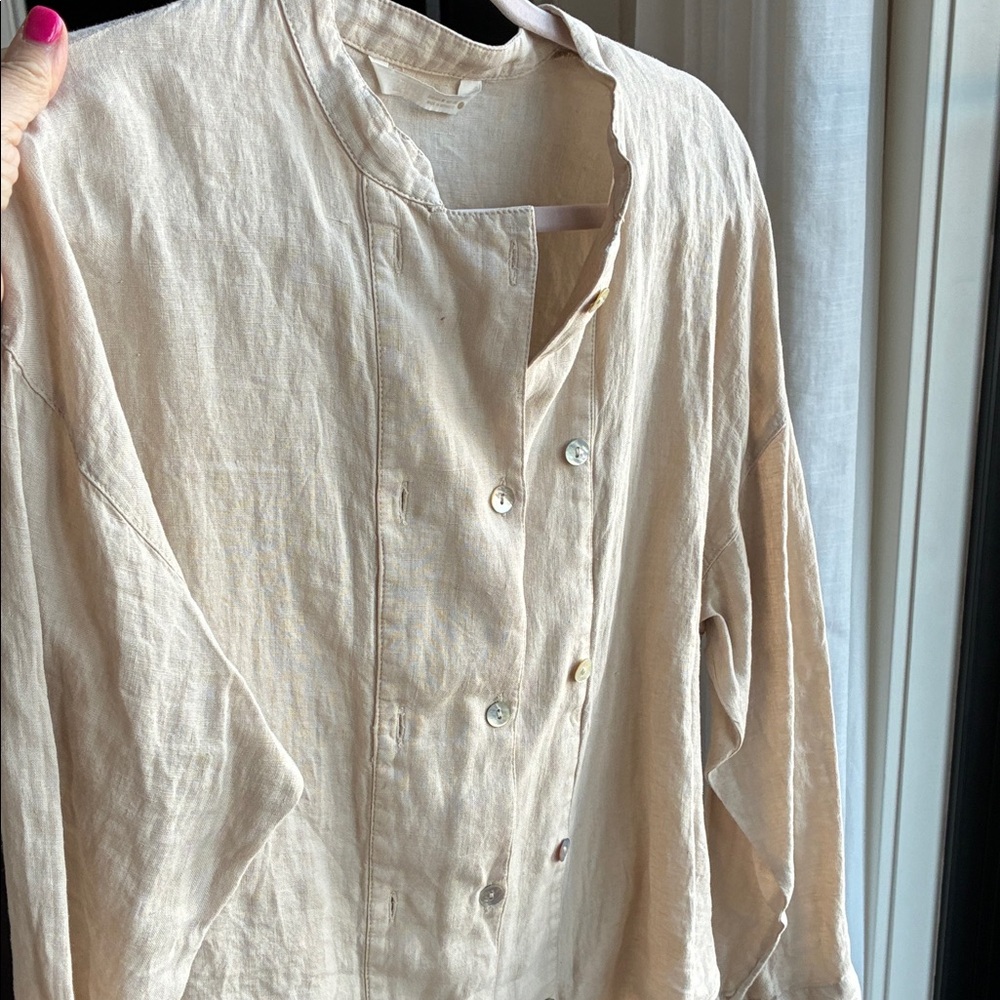 Zara Neutral Taupe Linen Utility Jacket